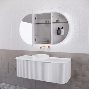 London Matte White Oval LED Shaving Cabinet 1200 * 700